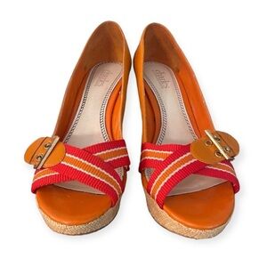 80% OFF❣️Charles David Orange Leather Heel Wedges, 9